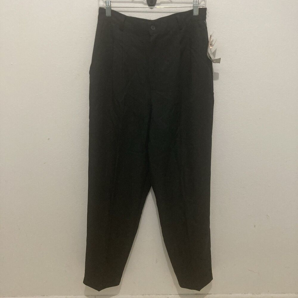 NWT Savion Pants 14 Black Pleated Front Zip Fly Polyester Straight Leg